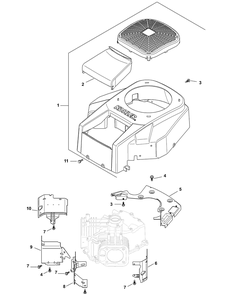 Sv820 Blower Housing And Baffles Diagram and Parts List for Z-FORCE50 17AF3AGP-17AF3AGP010 Cub Cadet Lawn Tractor